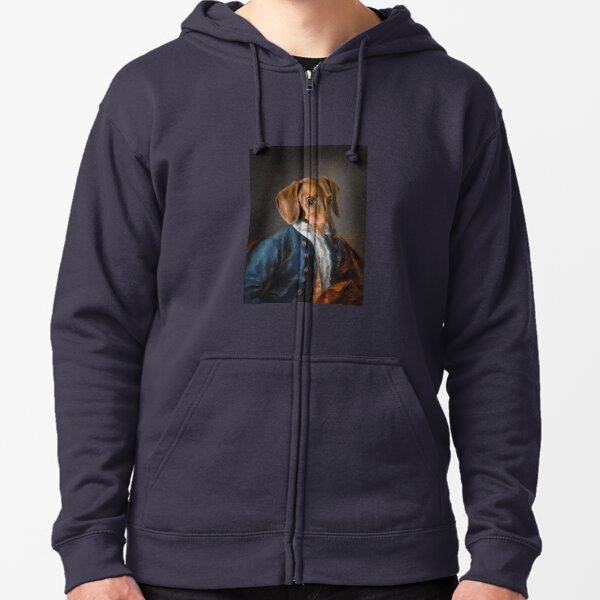 Short Haired Dachshund Portrait - Rueben Zipped Hoodie
