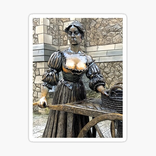 The Molly Malone statue in cartoon form in Dublin Sticker