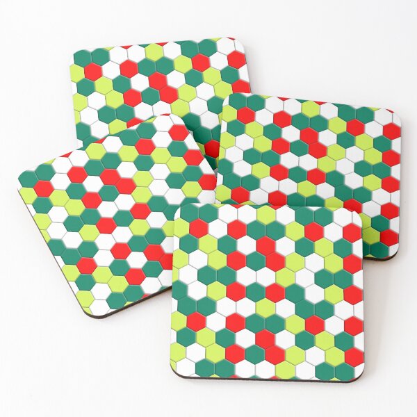 Item preview, Hexagonal 3D Christmas coloured repeat seamless pattern background designed and sold by Estalon.