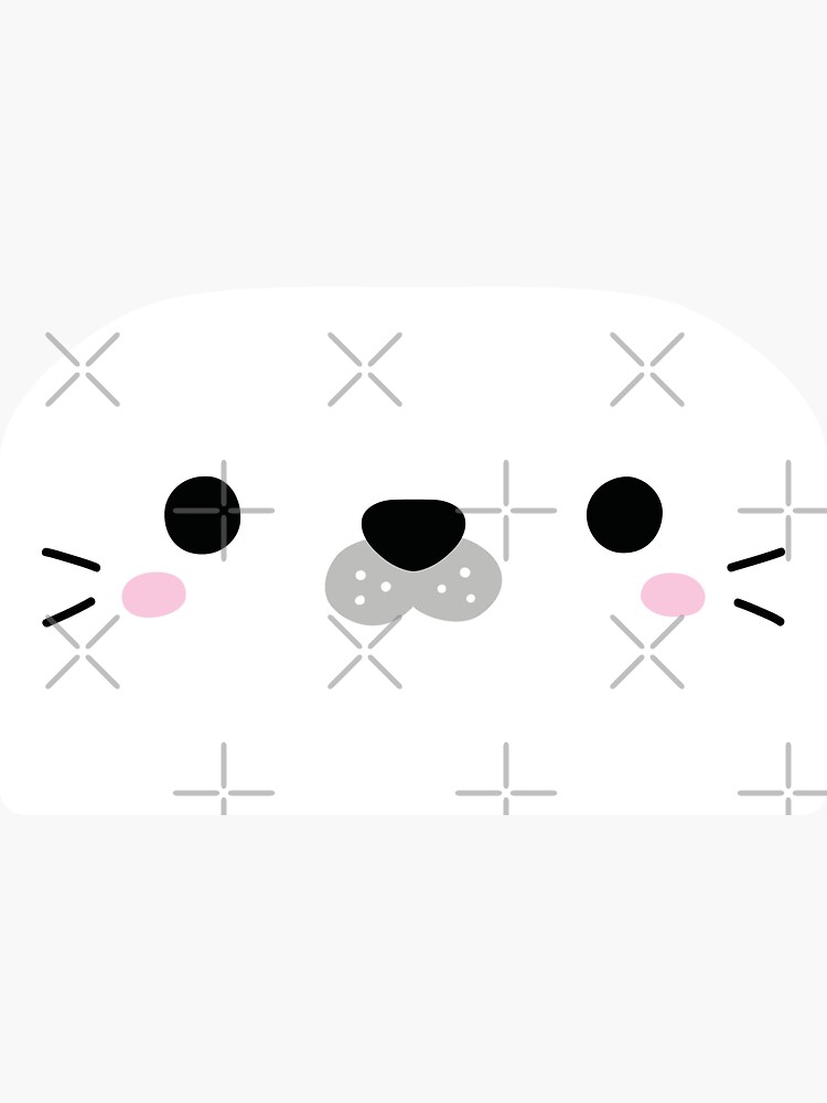 "Cute White Seal Face" Sticker by rustydoodle Redbubble