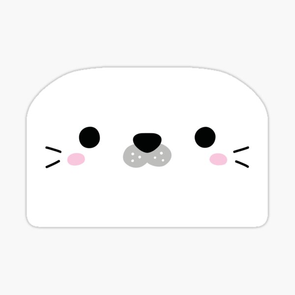 "Cute White Seal Face" Sticker by rustydoodle Redbubble