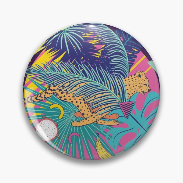 Item preview, Cheetah with tropical leaves designed and sold by AnnArtshock.