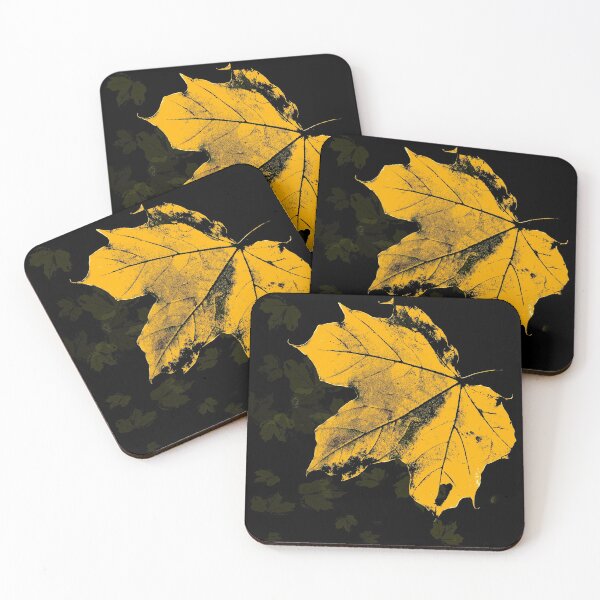 Item preview, Golden Maple Leaf Pattern on Black Background designed and sold by ibadishi.