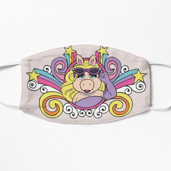 Piggy Approves 70s 80s Retro Vintage Stars Rainbow Flat Mask