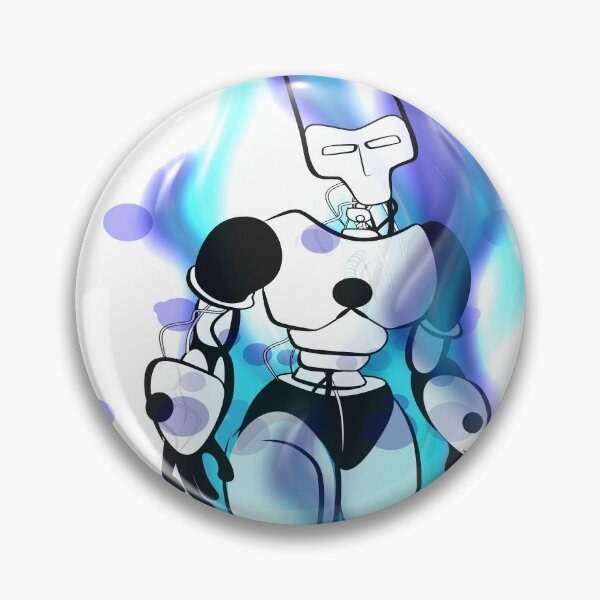 Item preview, Mechanoid rising from the ashes: Cyborg Robot in blue flames designed and sold by MangojellyLabs.