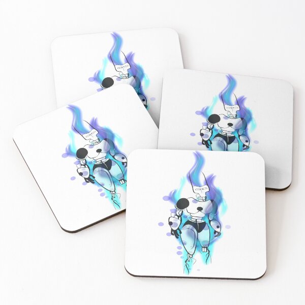 Item preview, Mechanoid rising from the ashes: Cyborg Robot in blue flames designed and sold by MangojellyLabs.