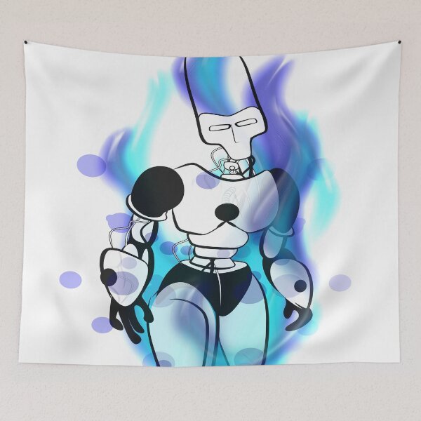 Item preview, Mechanoid rising from the ashes: Cyborg Robot in blue flames designed and sold by MangojellyLabs.