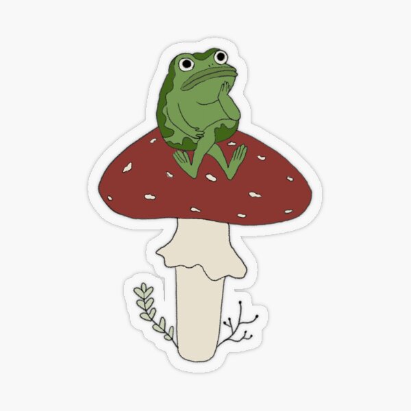 Over the Garden Wall frog on mushroom Transparent Sticker