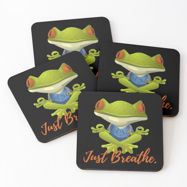 Item preview, Funny Frog Just Breathe Yoga Pose Meditation Zen designed and sold by Koffeecrisp.