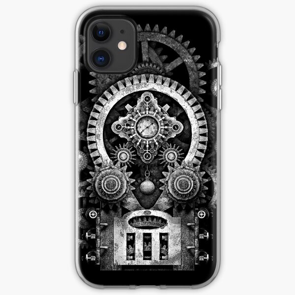 Infernal Steampunk Vintage Machine #2B Monochrome Version iPhone Soft Case