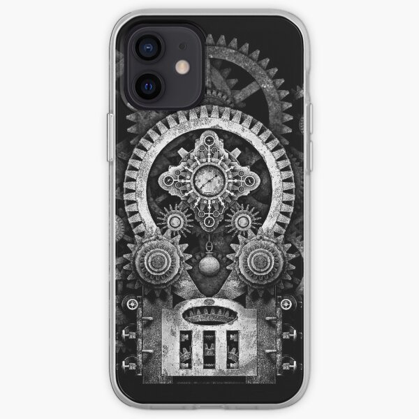 Infernal Steampunk Vintage Machine #2B Monochrome Version iPhone Soft Case