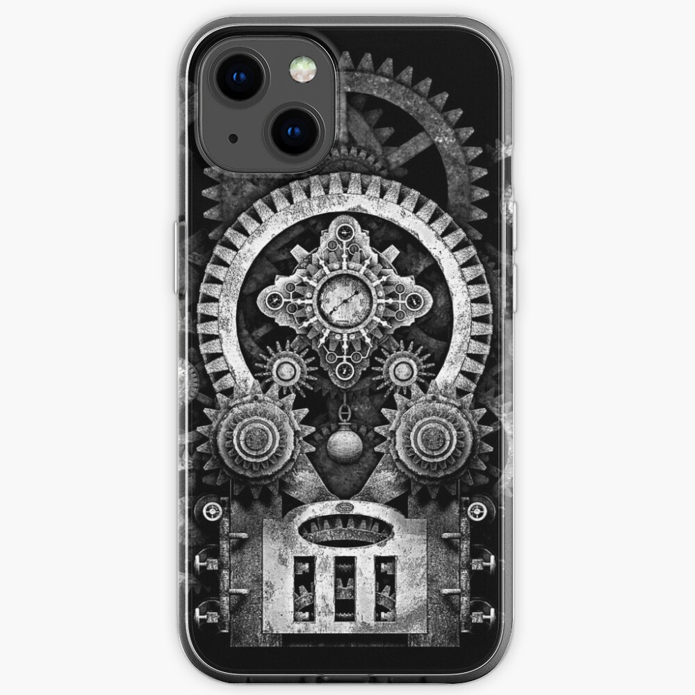 Infernal Steampunk Vintage Machine #2B Monochrome Version iPhone Case