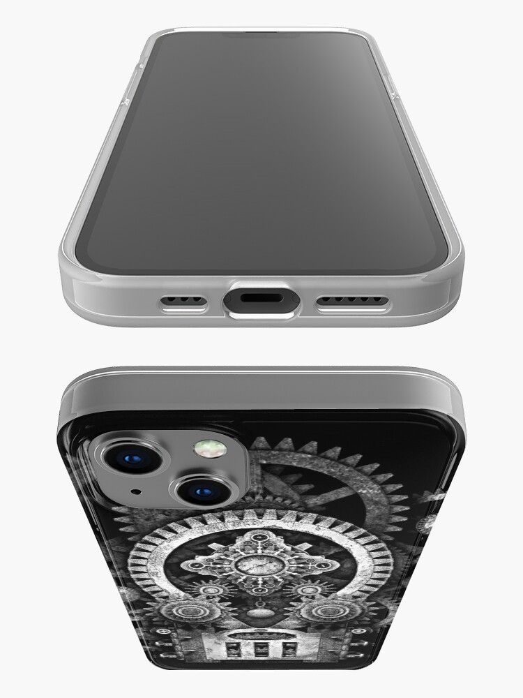 Alternate view of Infernal Steampunk Vintage Machine #2B Monochrome Version iPhone Case