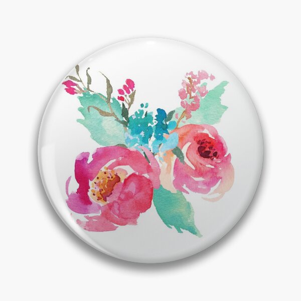 Item preview, Watercolor Colorful Pink Coral Turquoise Flowers designed and sold by junkydotcom.
