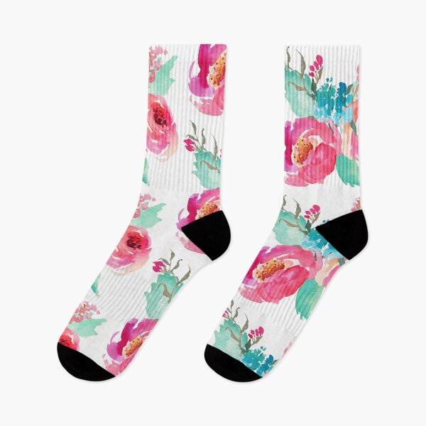 Aperçu de l'œuvre Aquarelle Fleurs Turquoise Corail Rose Coloré créée et vendue par junkydotcom.