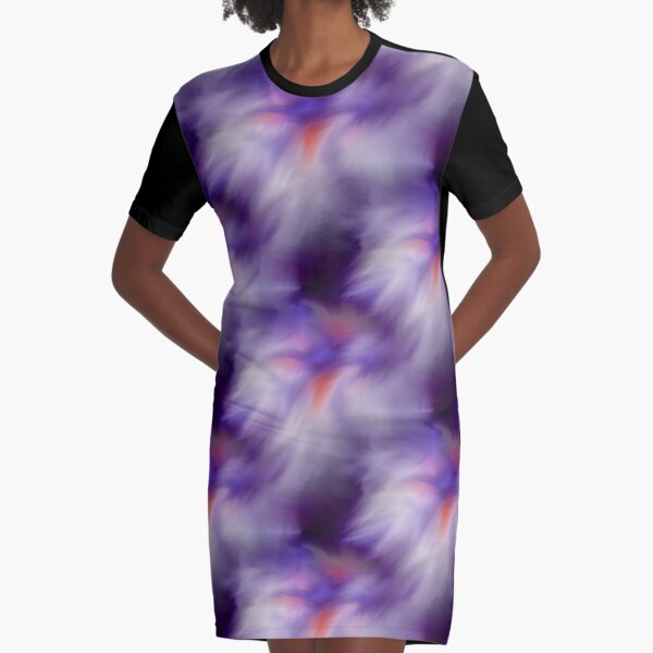 Blue Purple And White Abstract Colors Graphic T-Shirt Dress