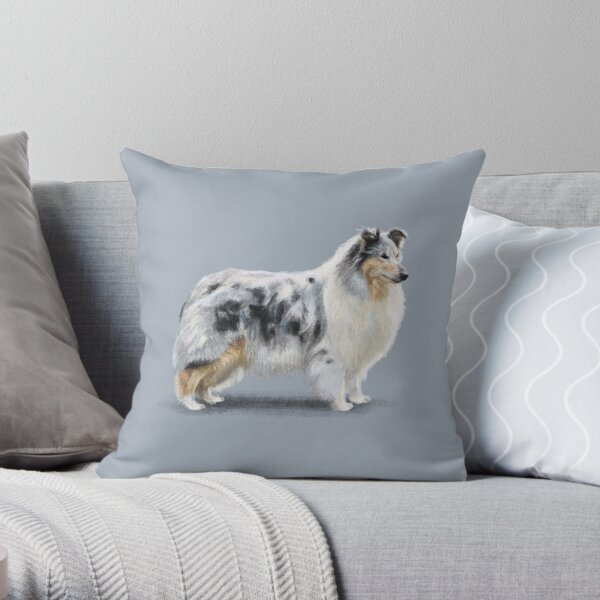 The Merle Rough Collie Throw Pillow