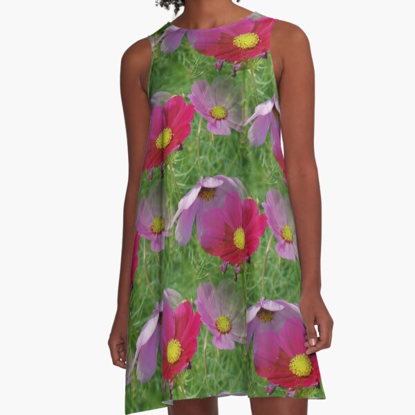 Cosmos Flowers Nature Pattern A-Line Dress