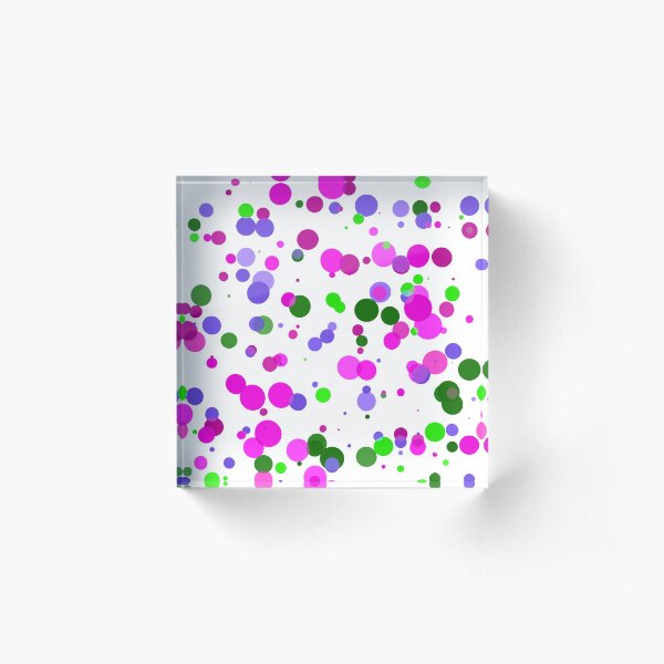 Pink Polka Dot Confetti Acrylic Block