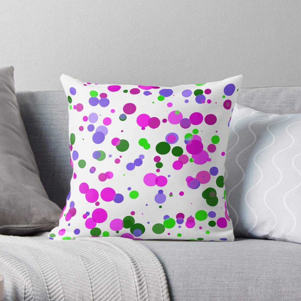 Pink Polka Dot Confetti Throw Pillow