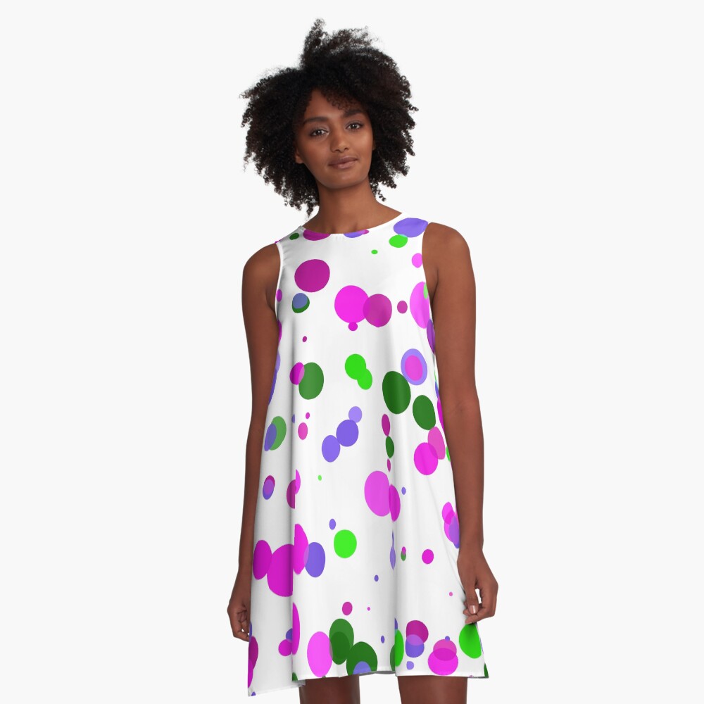 Pink Polka Dot Confetti A-Line Dress