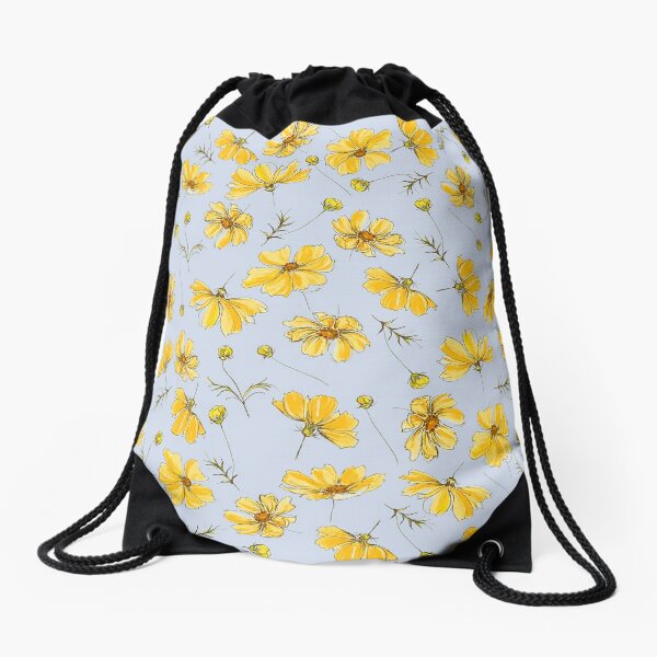 Yellow Cosmos Flowers Drawstring Bag