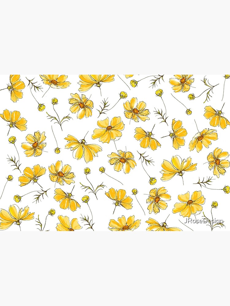 Yellow Cosmos Flowers by JRoseDesign