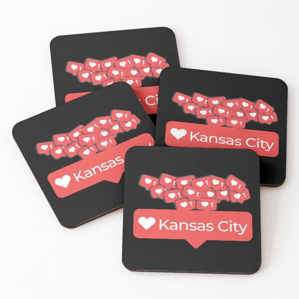 Love My Kansas City Missouri Notification Hearts Coasters (Set of 4)