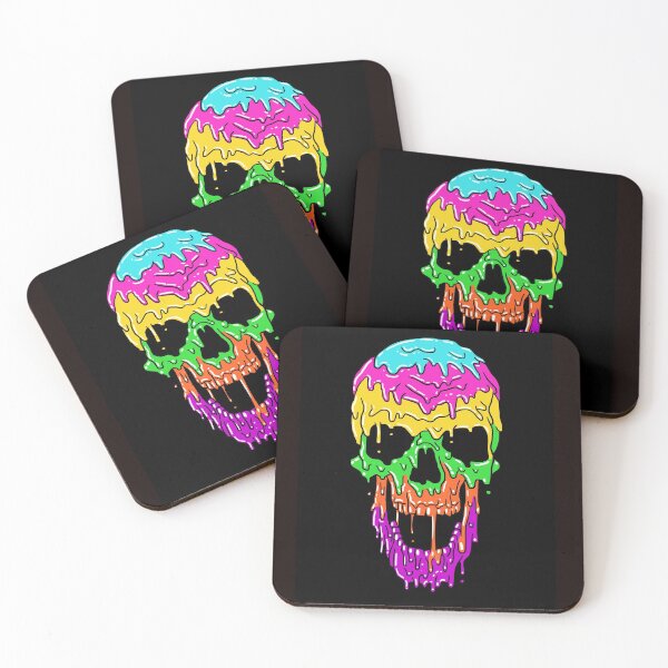 Item preview, Colorful skull on black background designed and sold by philippe souvy.