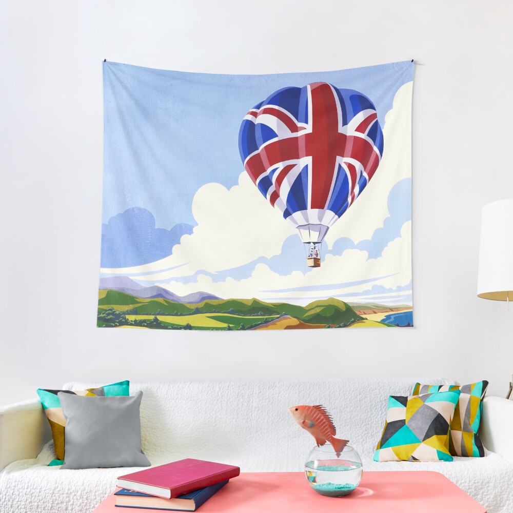"Hot Air Balloon Union Jack" Tapestry by synchroelectric Redbubble