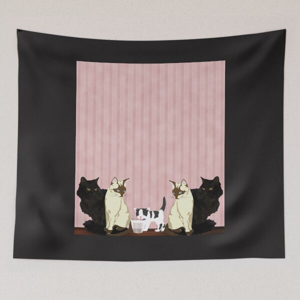 Item preview, Cats and kitten against wallpaper designed and sold by DAscroft.
