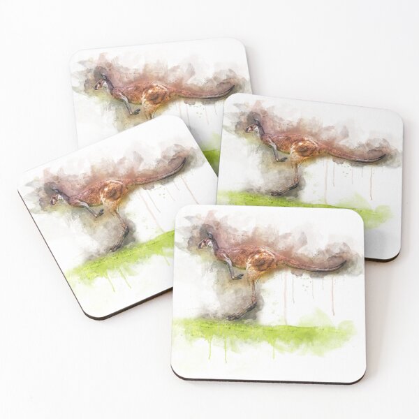 Item preview, Watercolor Illustration of a Running Kangaroo designed and sold by Tansel Diplikaya.