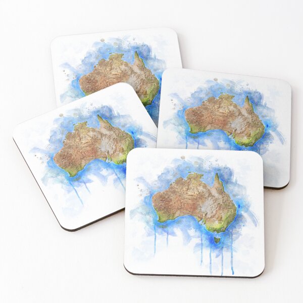 Item preview, Flowing Watercolor Illustration of Australia Map on white background designed and sold by Tansel Diplikaya.