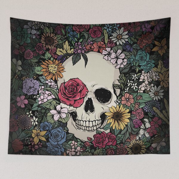 Item preview, Colorful flowers and skull designed and sold by philippe souvy.