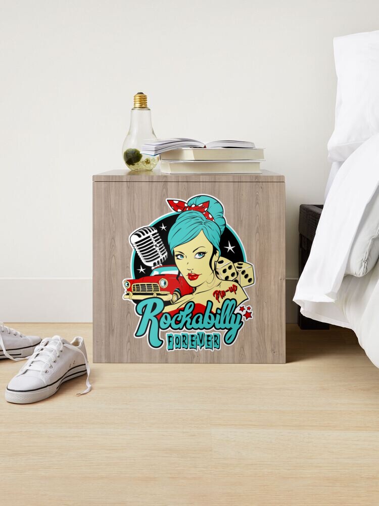 Rockabilly Pin Up Girl Sock Hop Vintage Classic Car Rock and Roll Music  Sticker by MemphisCenter