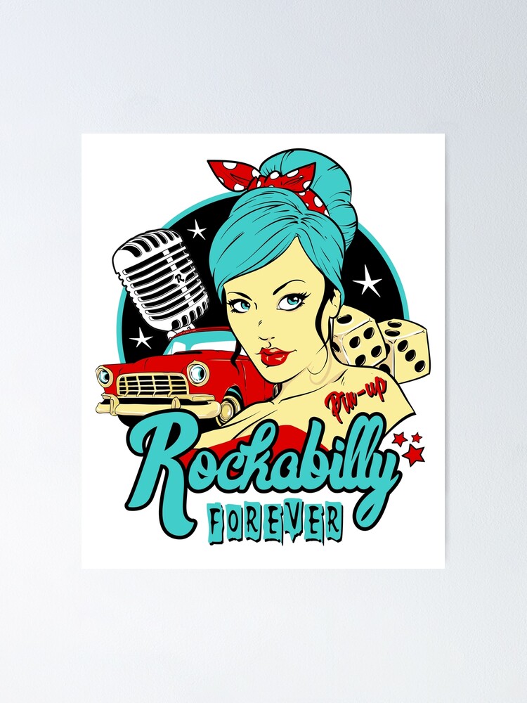 Rockabilly Pin Up Girl Sock Hop Vintage Classic Rock and Roll Music" Posterundefined by MemphisCenter | Redbubble