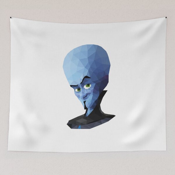Item preview, Low Poly Blue Alien Villain Geometric Art Portrait Megamind designed and sold by OrangePoly.