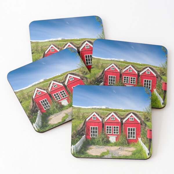 Item preview, Cute red elf houses in Iceland designed and sold by mhfoto.