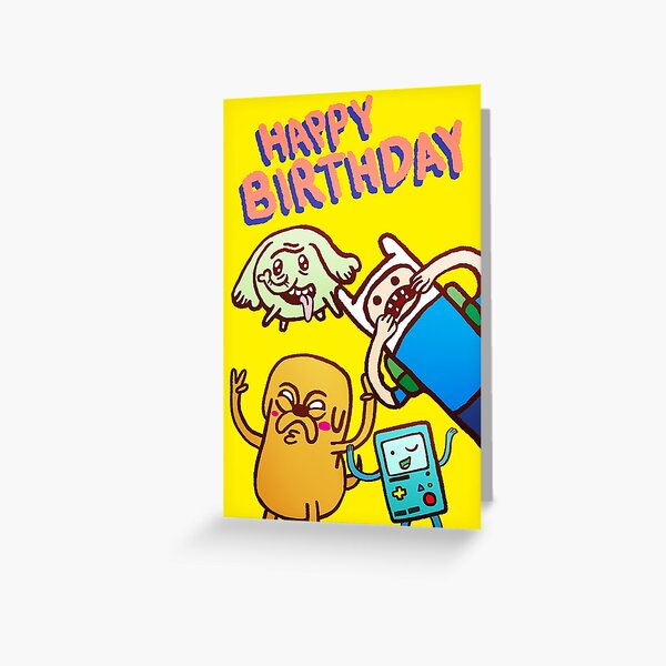 Item preview, Finn, Jake, BMO and Tree Trunks Saying Happy Birthday designed and sold by Sinead-Walshe.