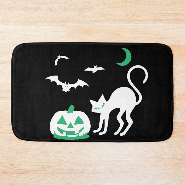 Item preview, Spooky Halloween Ghosts of Cat Pumpkin Bat Moon Scene designed and sold by BlackCoffeeCake.