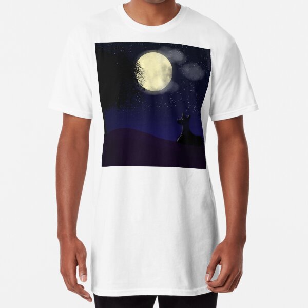 Dog Gazing at the Moon Long T-Shirt