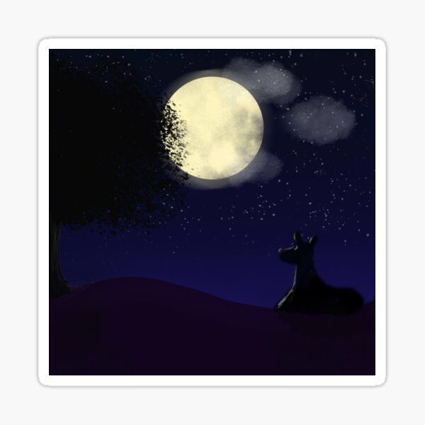 Dog Gazing at the Moon Sticker