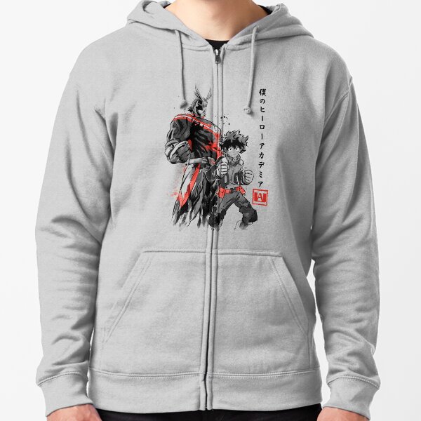 Hero Academia sumi-e Sudadera con capucha y cremallera
