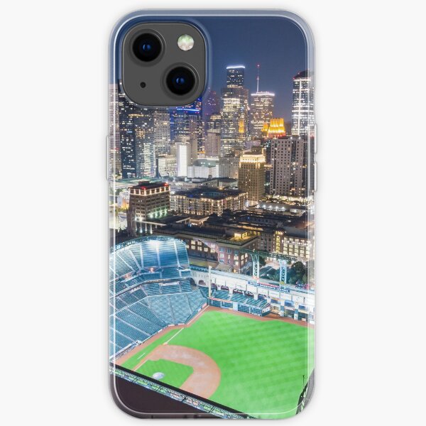 Houston Skyline lit up at night with Minute Maid Park iPhone Soft Case