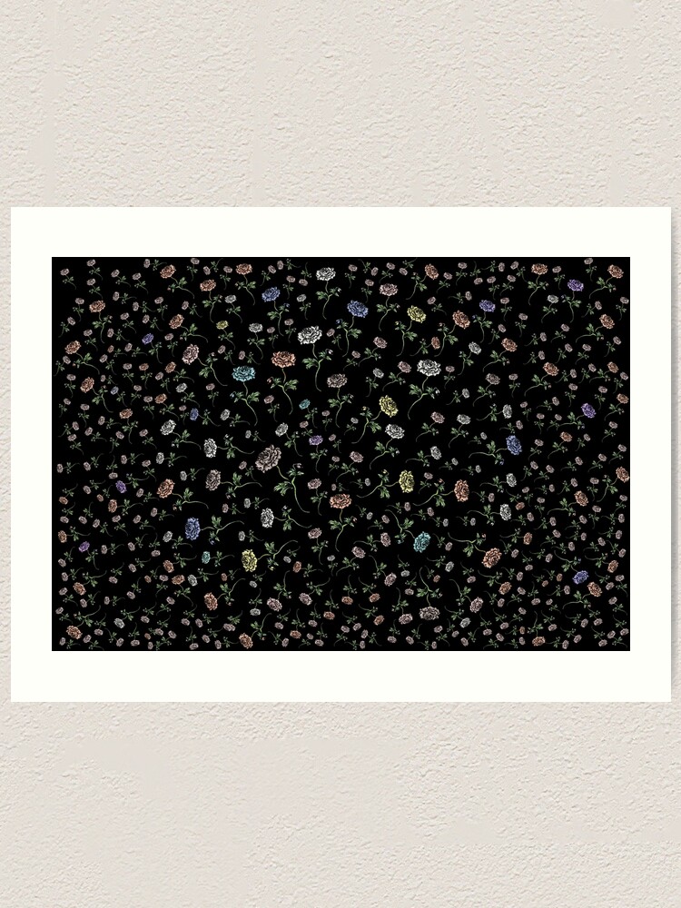 Alternate view of Scattered Flowers Black Art Print