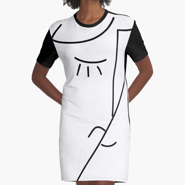 Face Abstraction Graphic T-Shirt Dress