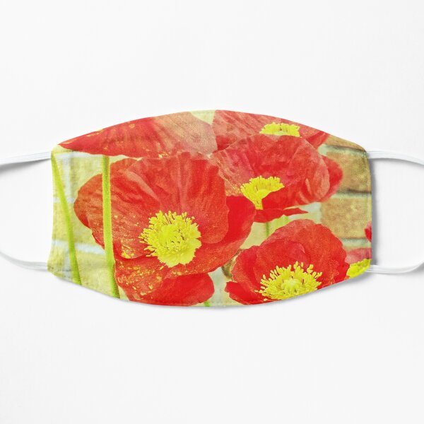 Poppyfied - Bright Yellow and Red Poppies - Flower Art Photo Flat Mask