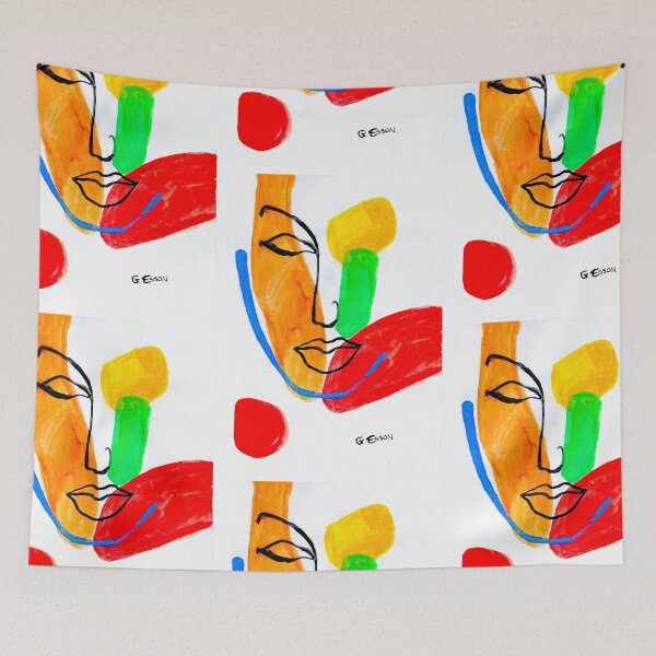 Item preview, Abstract Face With Blue Line designed and sold by Genevieve Esson.