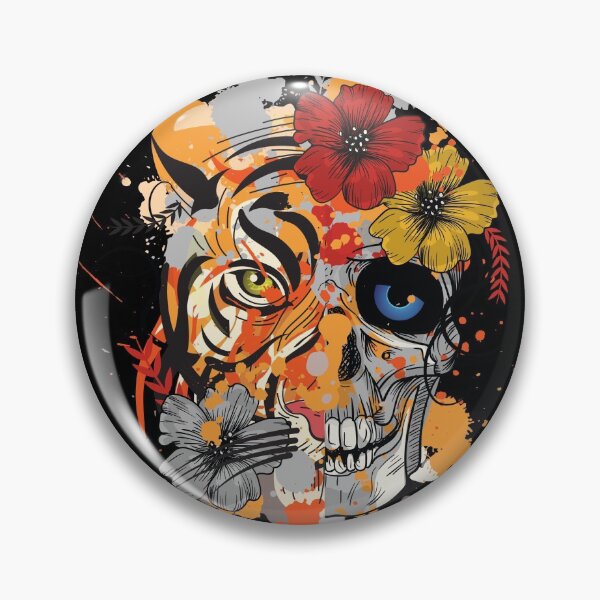 Item preview, Abstract skull mask tiger skull face mask designed and sold by SiRaGeckoDesign.