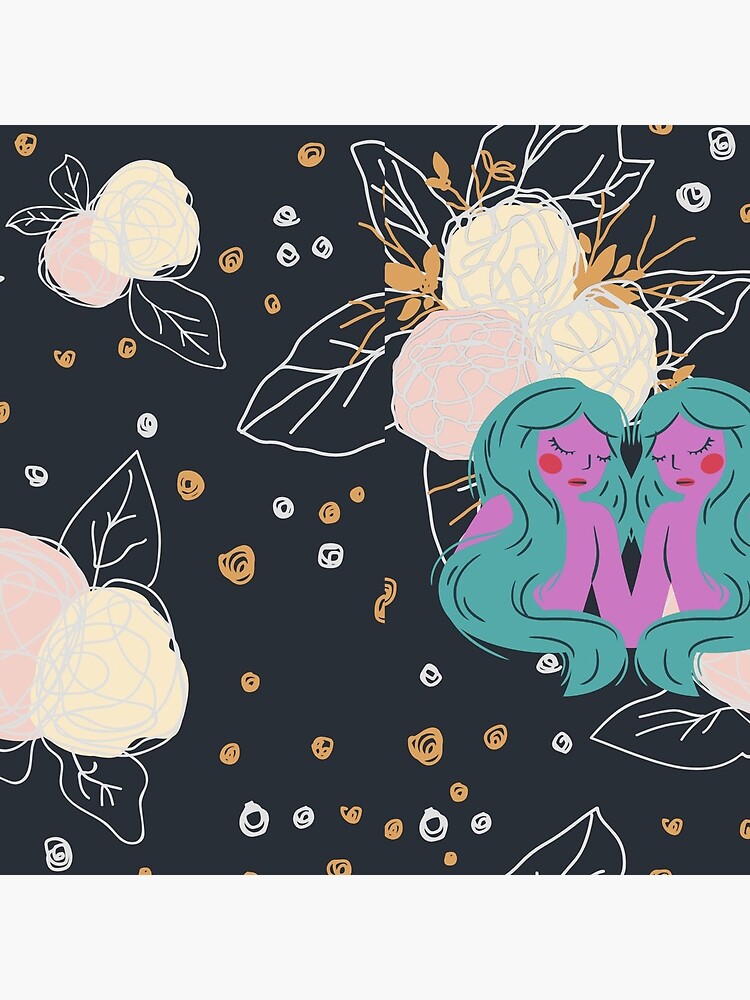 "Gemini Zodiac Flower" Acrylic Block by ThaphadaArtGall Redbubble